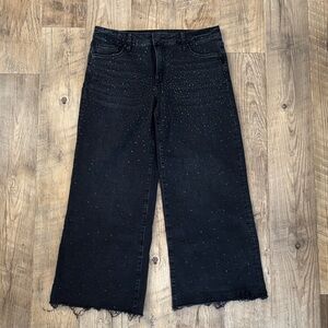 Kut from the Kloth Black Wide Leg Jeans with Sparkle Stud Detail